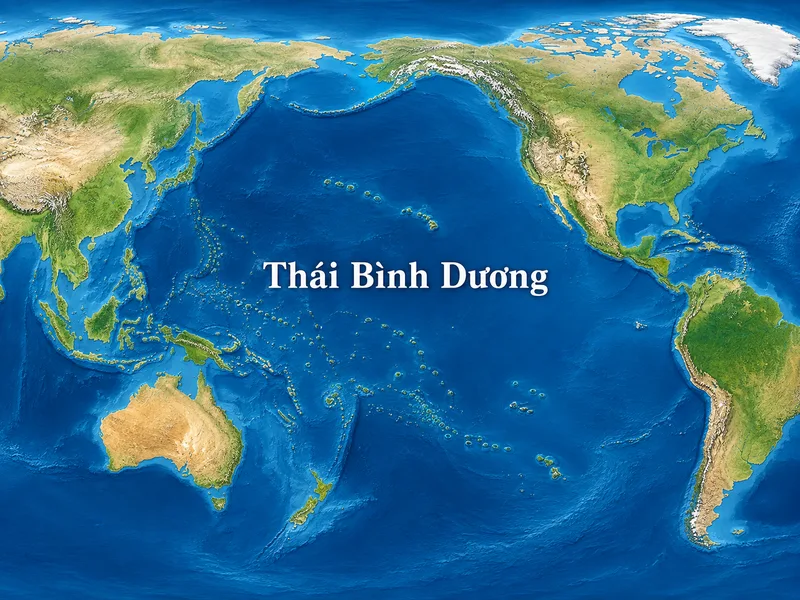 Thái Bình Dương là đại dương lớn nhất thế giới, trải rộng giữa châu Á, châu Đại Dương và châu Mỹ.