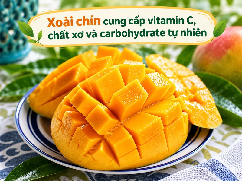 Xoài chín cung cấp vitamin C, chất xơ và carbohydrate tự nhiên