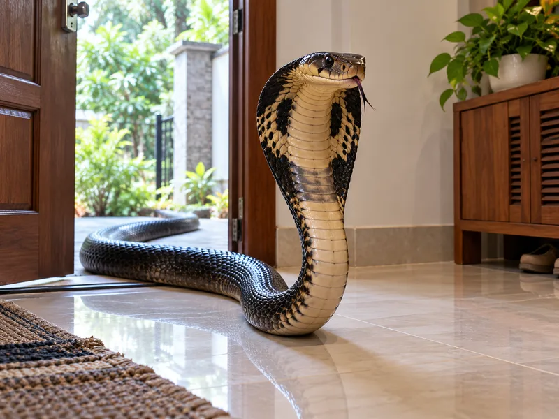 Mơ thấy rắn hổ mang chúa vào nhà gợi liên tưởng về sự thay đổi.